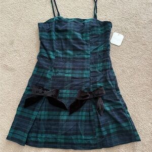 Altar'd State Green and Black Plaid Dress